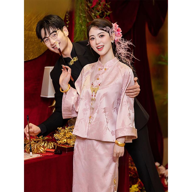新中式订婚礼服裙粉色新
