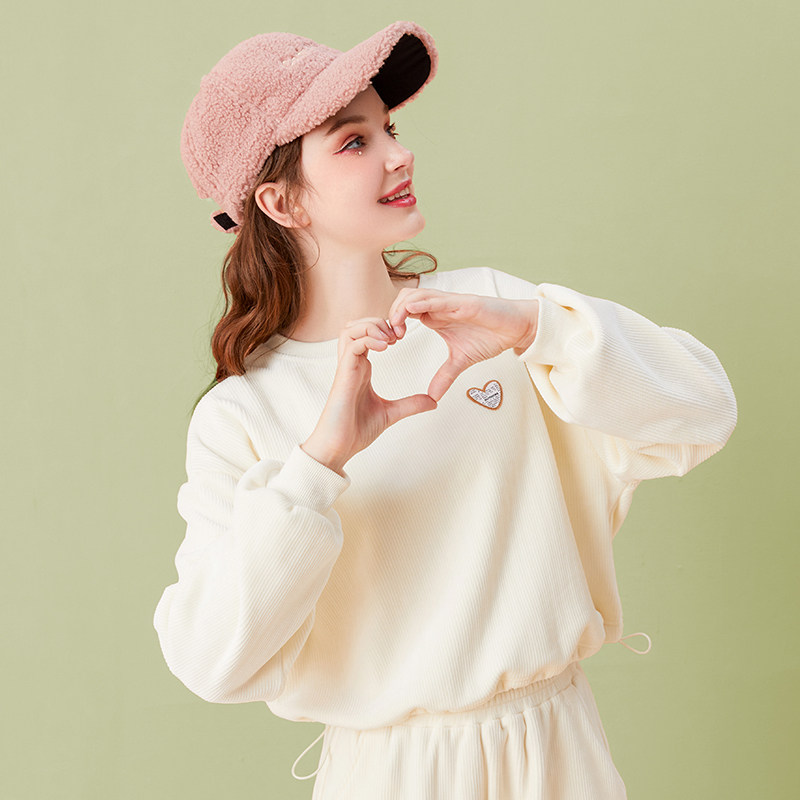 灯芯绒高腰卫衣女设计感小众韩版减龄小个子休闲上衣2026春秋