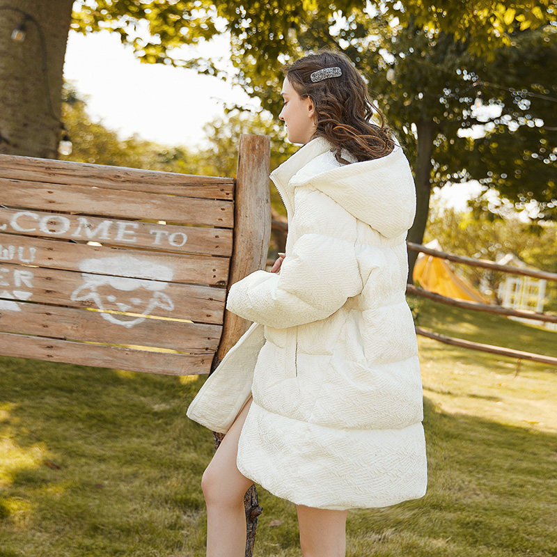 zklin加厚廓形羽绒服女中长款白鸭绒小个子保暖外套2023冬季新款