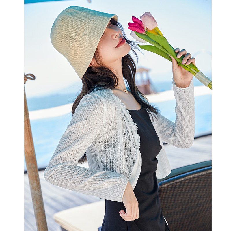 zklin超仙蕾丝空调防晒针织开衫秋女薄款吊带裙外搭罩衫搭配披肩