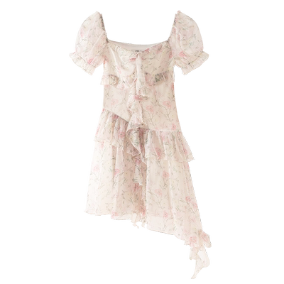 zklin抽褶仙女碎花公主裙