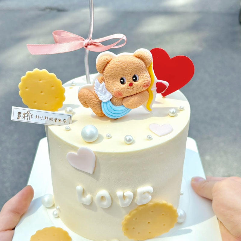 2.14情人节蛋糕装饰摆件通天使小熊情侣告白软陶小黄熊烘焙插件,节庆用品/礼品,蛋糕/烘焙装饰用品,淘宝优惠券,粉丝福利购,淘宝优惠卷