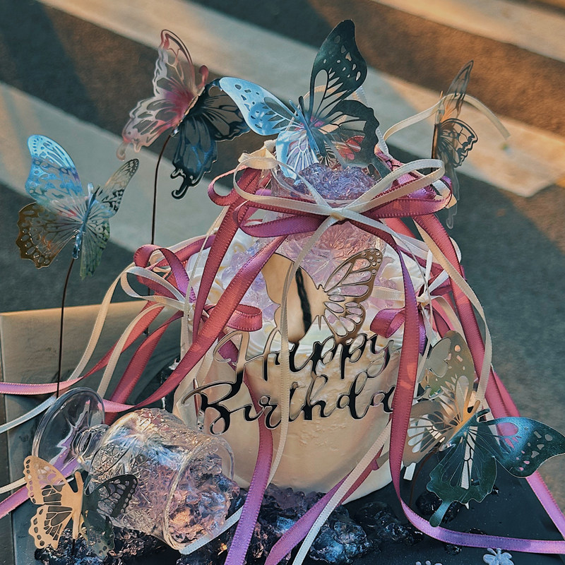 高雅仙女蝴蝶结丝带蝴蝶插件插牌蛋糕装饰装扮摆件透明玻璃杯,节庆用品/礼品,蛋糕/烘焙装饰用品,淘宝优惠券,粉丝福利购,淘宝优惠卷