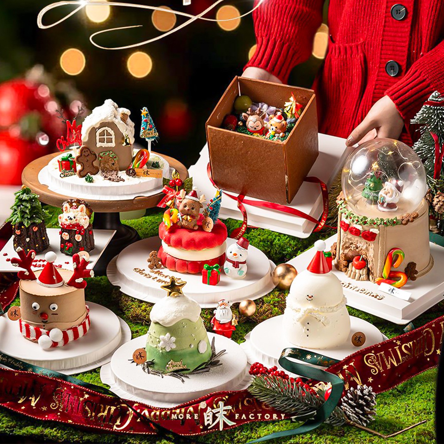 2025圣诞节主题蛋糕装饰饼干盒子