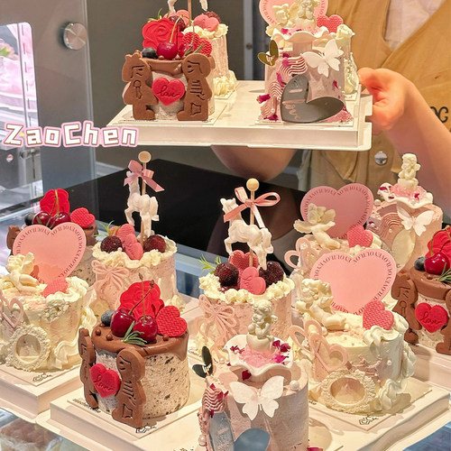 七夕情人节迷你mini拼盘甜品蛋糕装饰天使diy硅胶模具女友纪念日