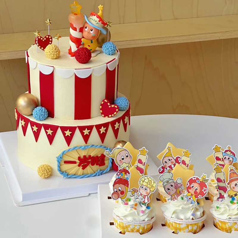 网红许愿星星人卡通儿童生日蛋糕
