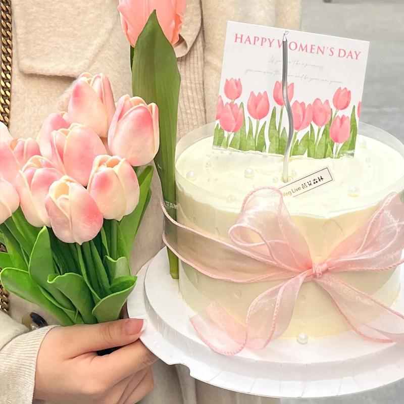 3.8女神妇女节郁金香卡片插牌鲜花束贺卡蛋糕装扮材料鱼尾纱丝带,节庆用品/礼品,蛋糕/烘焙装饰用品,淘宝优惠券,粉丝福利购,淘宝优惠卷