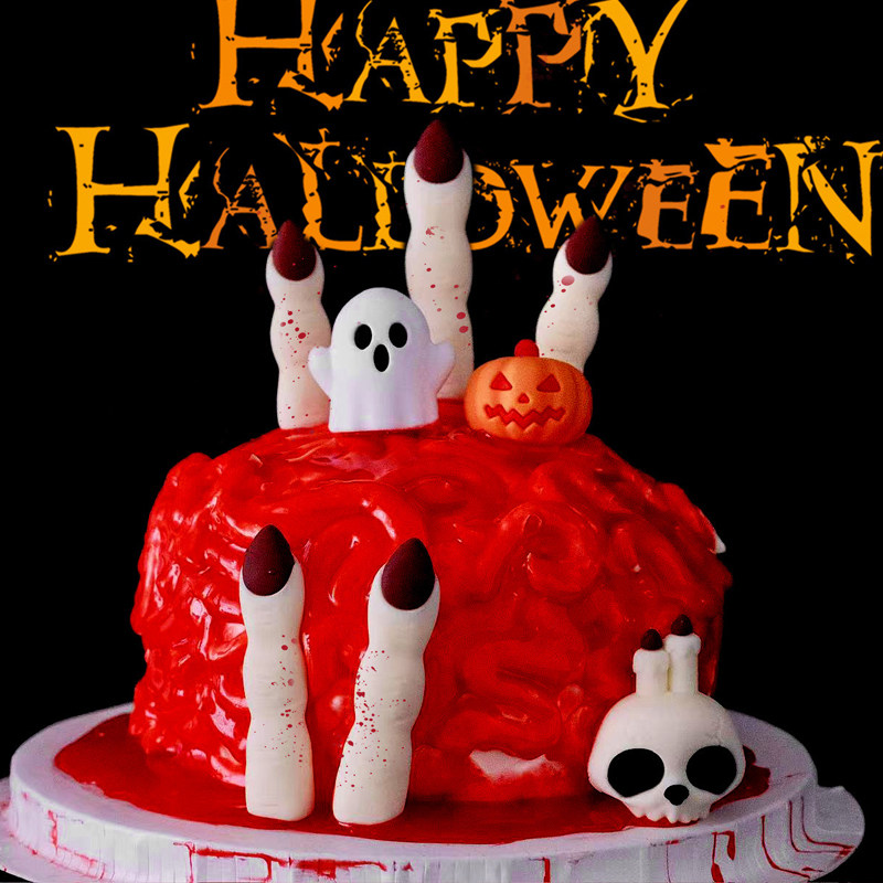 2024万圣节蛋糕装饰软胶幽灵南瓜手指骷髅头红色脑子氛围派对装扮,节庆用品/礼品,蛋糕/烘焙装饰用品,淘宝优惠券,粉丝福利购,淘宝优惠卷
