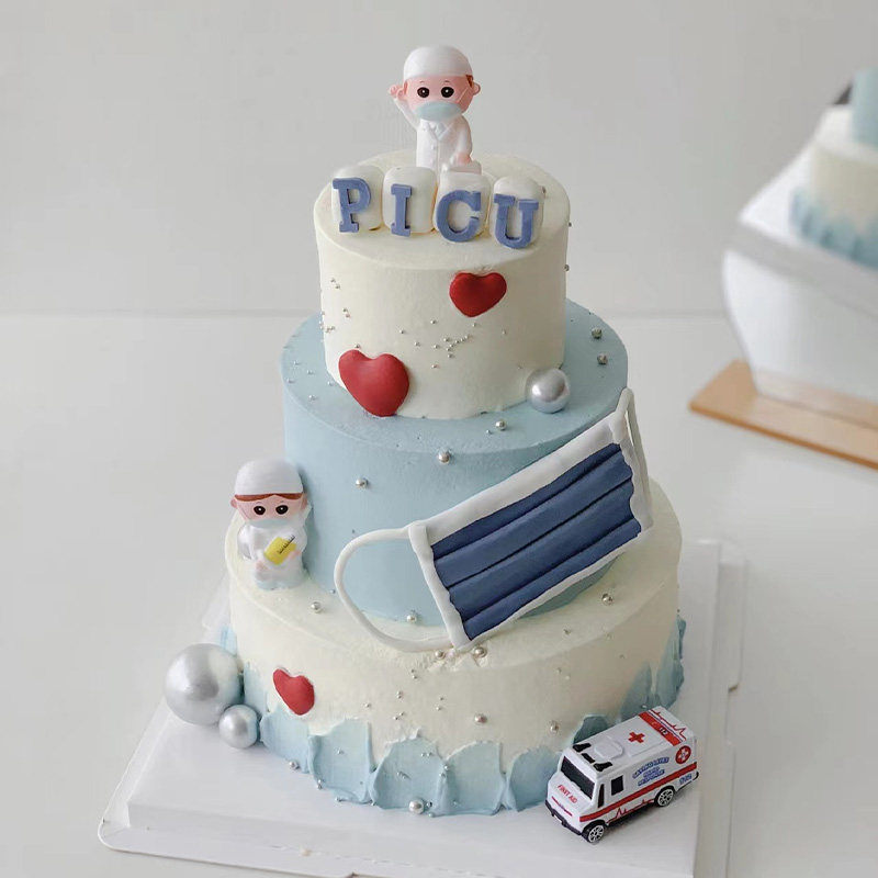 护士节救护车蛋糕装饰摆件急救飞机护士医护听诊器医药箱摆件插件