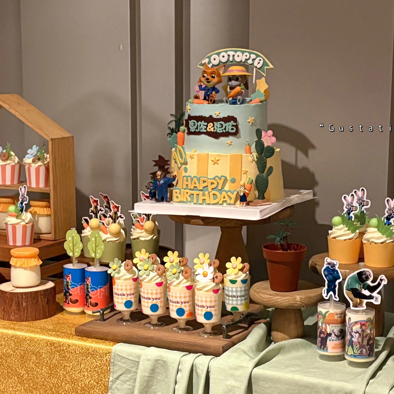 疯狂动物城朱迪尼克狐狸蛋糕装饰