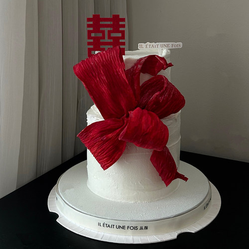 红色订婚结婚红色蛋糕装饰