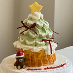 2025网红圣诞节主题巴斯克蝴蝶结许愿树甜品蛋糕装饰小熊蜡烛插件