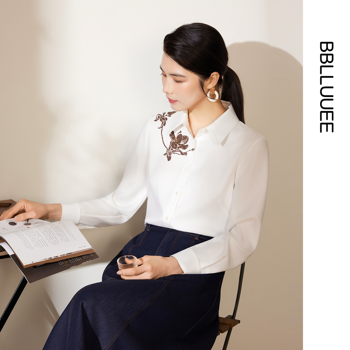 玉兰印花 雅致韵味 定位花衬衫