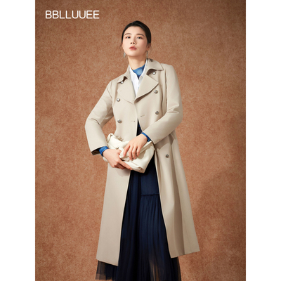 粉蓝衣橱摩登廓形简约翻领风衣