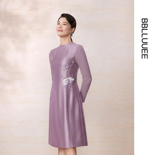 东方礼服裙  芍药刺绣连衣裙