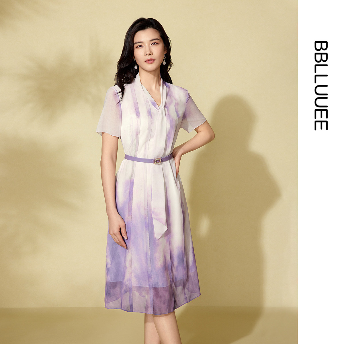 【紫霞绮梦】粉蓝衣橱2025春夏装新款东方感飘带印花短袖连衣裙女,女装/女士精品,连衣裙,淘宝优惠券,粉丝福利购,淘宝优惠卷