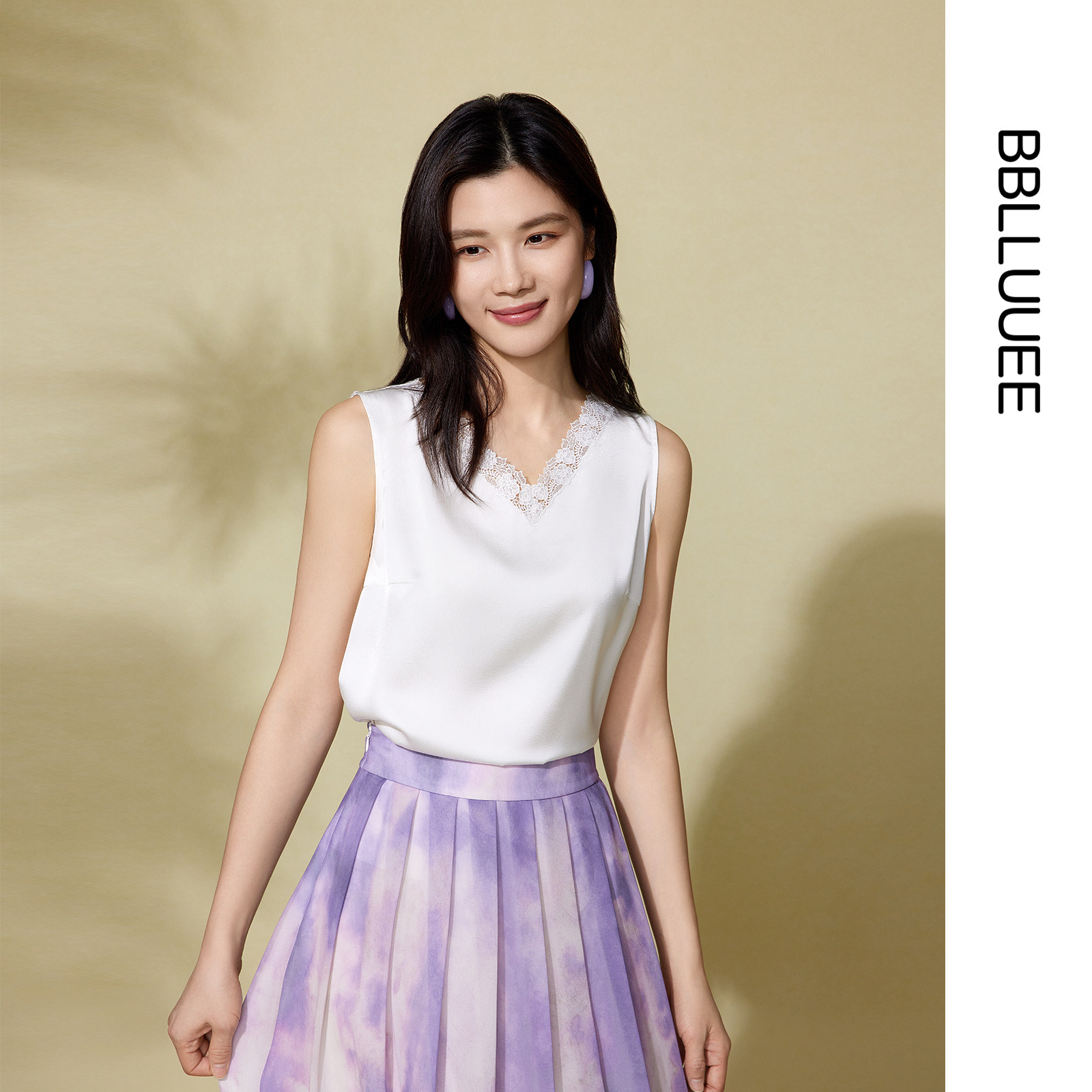 【晨曦初现】BBLLUUEE/粉蓝衣橱2025春秋百搭水溶蕾丝气质背心女,女装/女士精品,衬衫,淘宝优惠券,粉丝福利购,淘宝优惠卷