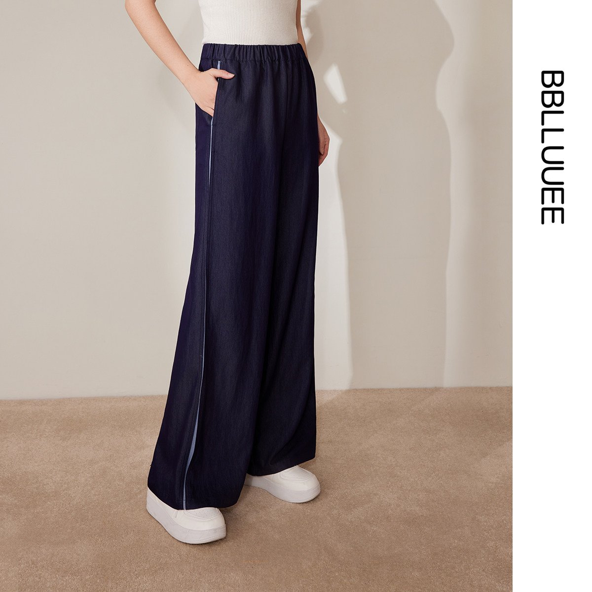 【暮色洇蓝】粉蓝衣橱2026夏装新款时尚休闲活力撞色拼接牛仔裤女