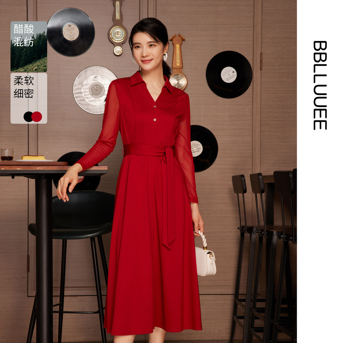 粉蓝衣橱修身安可拉红色风衣