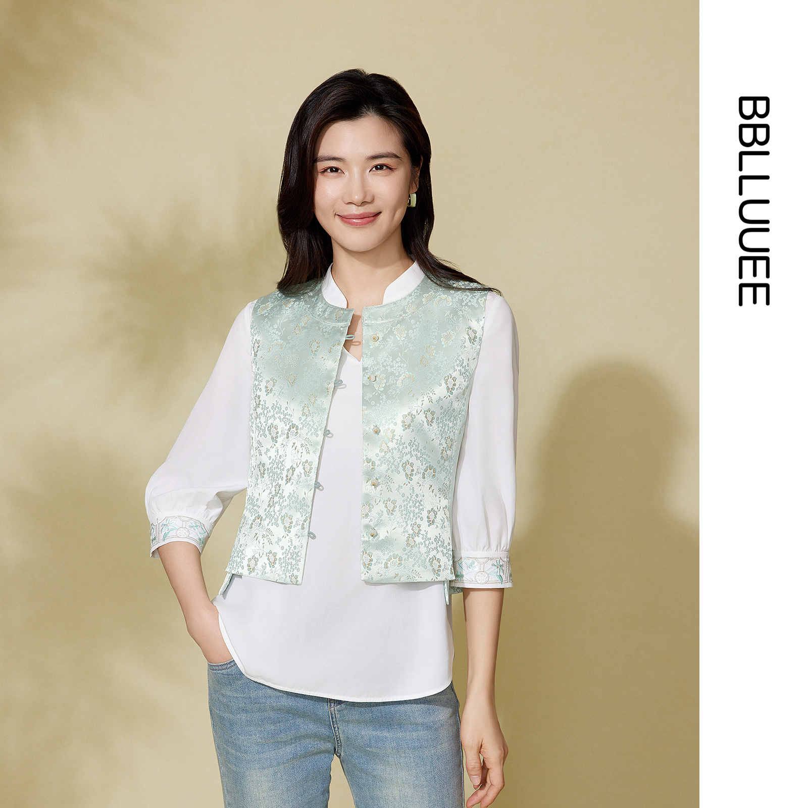 暗香盈绣  新中式国风 缎面提花马甲短外套