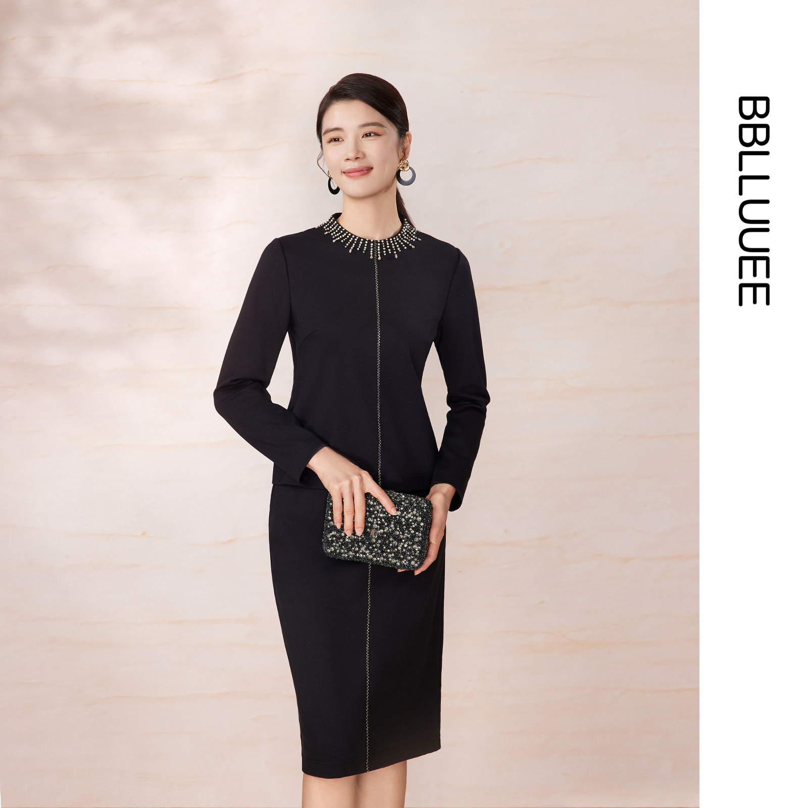 奢雅钉珠套装 细闪针织两件套