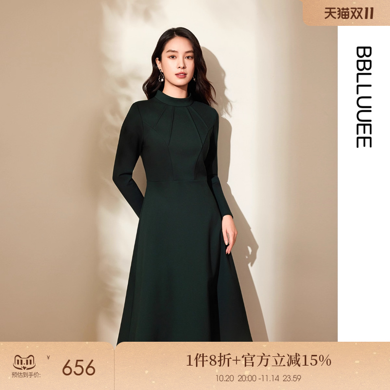 气质立领 骨感针织 显瘦A字连衣裙