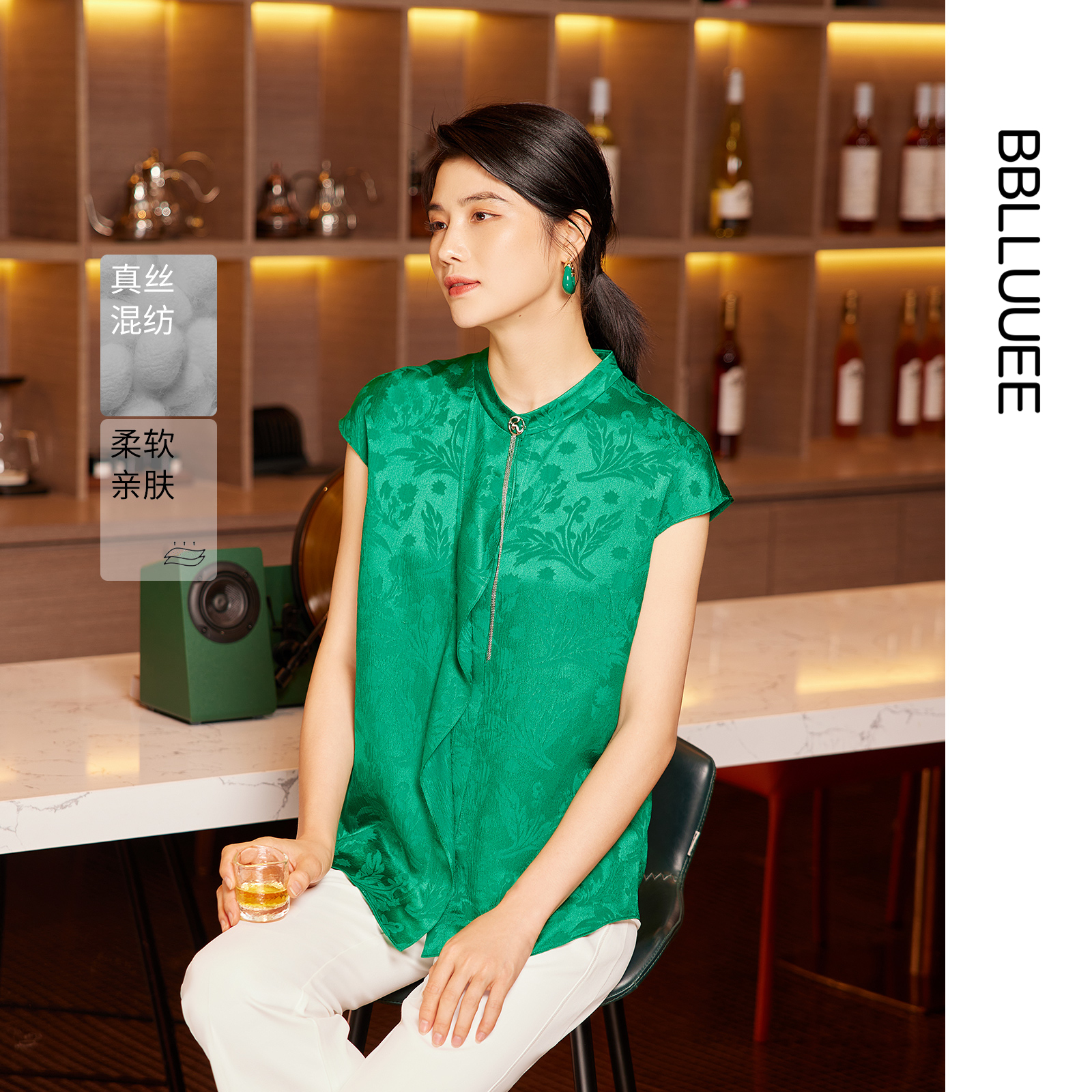 商场同款 改良新中式 真丝小衫