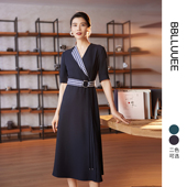 商场同款 粉蓝衣橱2025夏装 几何美学时尚 通勤气质西装 连衣裙女