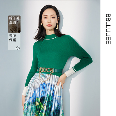 【商场同款东方诗艺】 BBLLUUEE/粉蓝衣橱2025冬装艺术压褶连衣裙