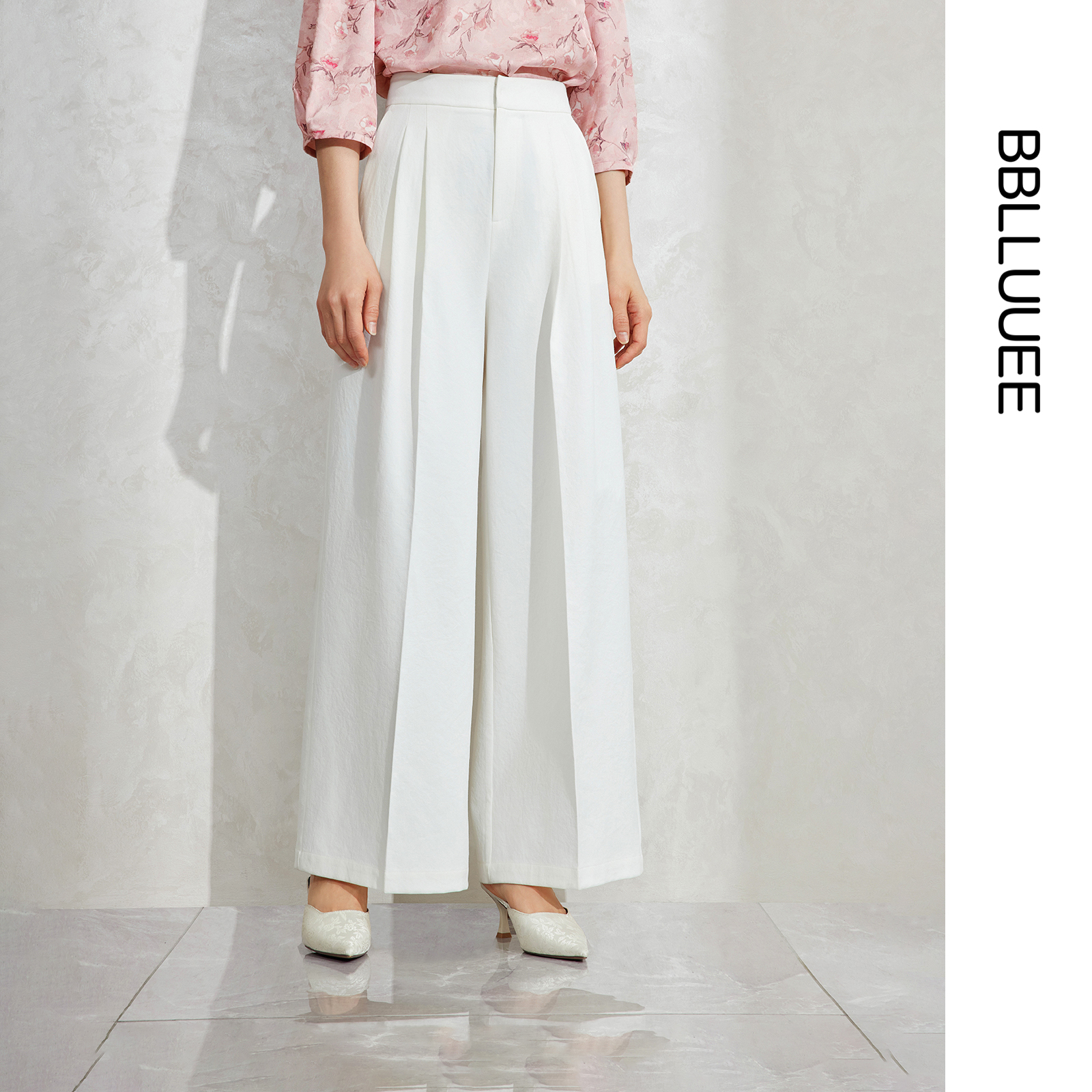 BBLLUUEE粉蓝衣橱2025早秋新款时尚百搭通勤阔腿裤轻职场休闲裤女