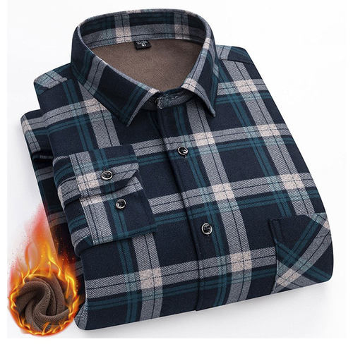 保暖加厚双面绒中老年秋冬季衬衣