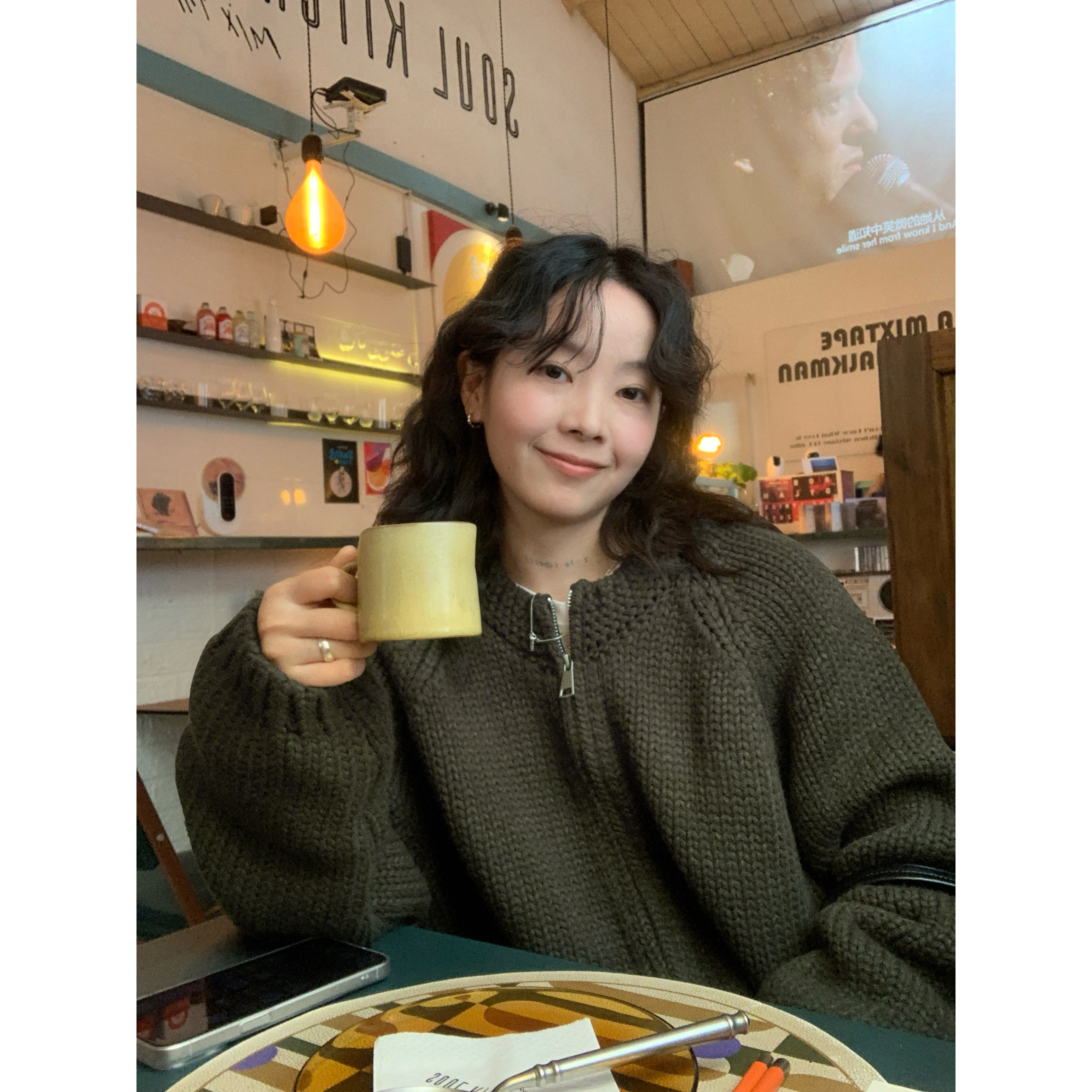 ifbeer韩版复古休闲墨绿色ins宽松拉链毛衣针织衫开衫外套秋冬女