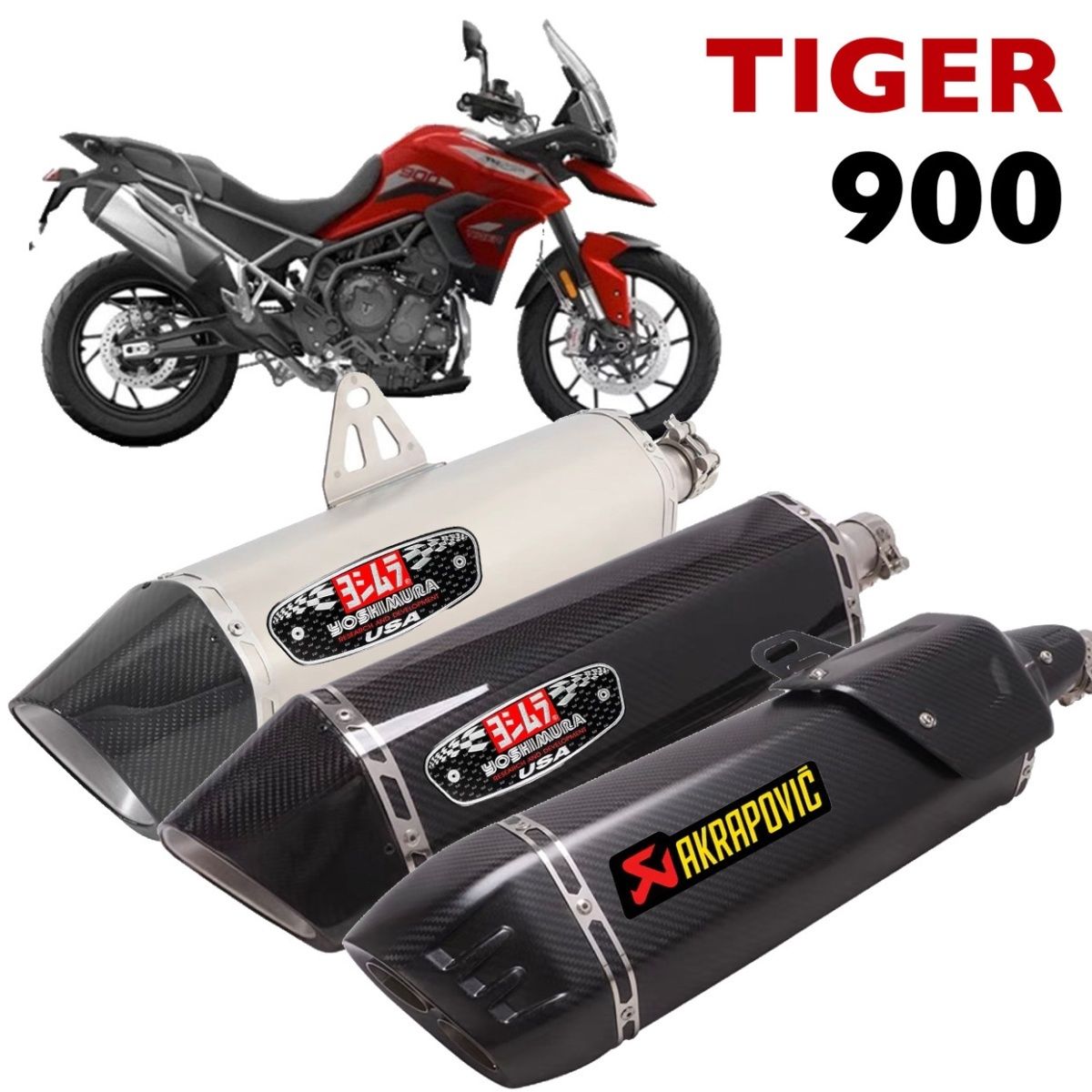 适用凯旋老虎900 Tiger 850改装排气管吉村天蝎一体式直上尾段