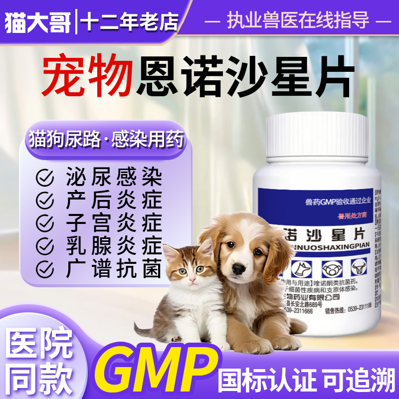 猫大哥宠物用恩诺沙星尿闭消炎药
