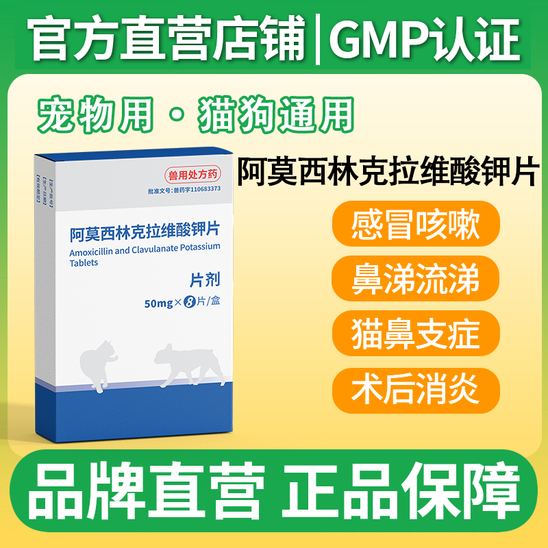 阿莫西林克拉维酸钾宠物猫用狗狗猫呼吸道疾病药品