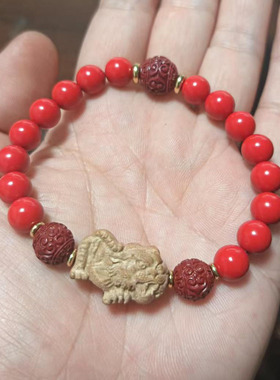 鸿运砂桃木生肖紫手串手链饰品女生好运虎牛马狗龙鼠羊猴猪鸡蛇兔