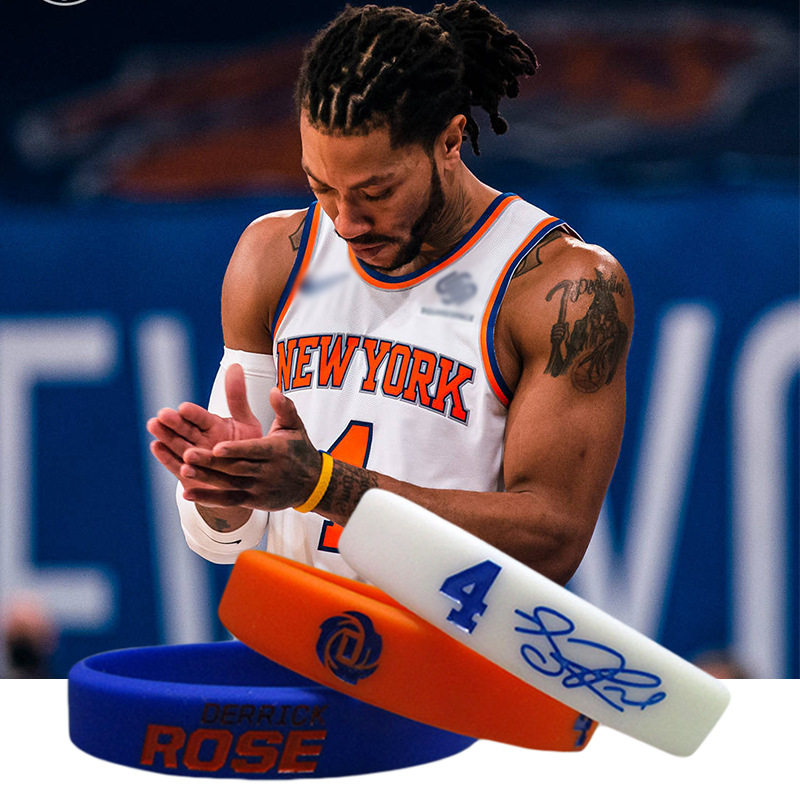 nba尼克斯队球星4号罗斯签名手环篮球运动训练夜光硅胶腕带