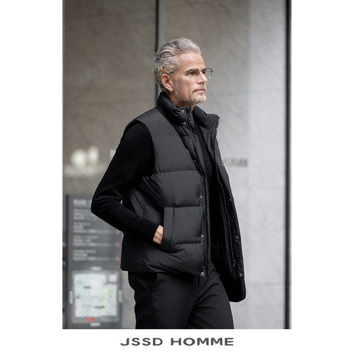 JSSDHOMME拒水白鹅绒羽绒马甲男
