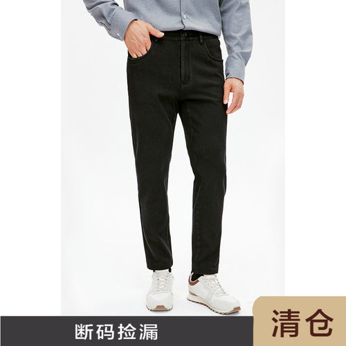 JSSDHOMMEDARKBLACK植绒牛仔裤