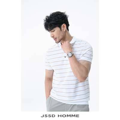 JSSDHOMME伊力特条纹短袖POLO衫