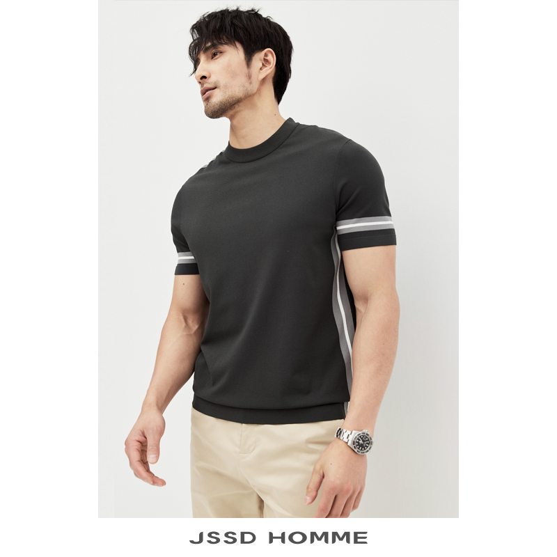 JSSD HOMME 男士短袖T恤短袖男款圆领短袖男2025新款夏季针织短袖