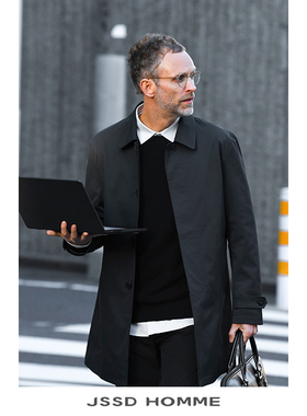 JSSD HOMME 春秋季新款日苯三醋酸男士商务休闲中长款风衣外套男
