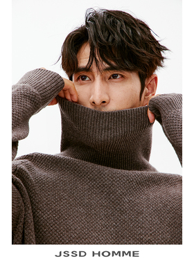JSSD HOMME 冬季纯羊毛加厚珠地针法男宽松插肩袖高领毛衣 CJM024