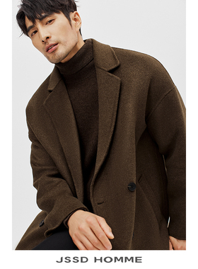 JSSD HOMME 冬季澳洲羊毛大衣外套男士商务绅士双面呢中长款大衣