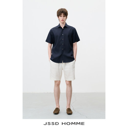 JSSDHOMME亚麻短袖衬衫男款