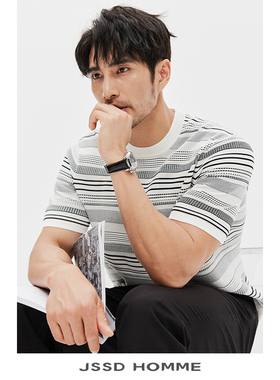 JSSD HOMME 男士短袖夏季新款针织T恤男短袖男款圆领休闲短袖男款