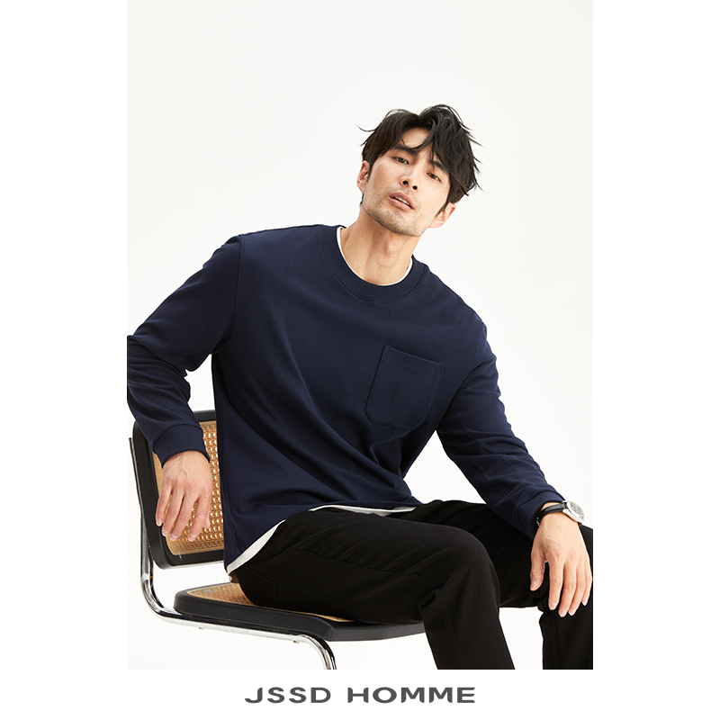 JSSD HOMME 针织珠地提花肌理运动休闲通勤圆领套头卫衣男 JHO027