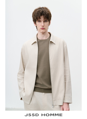 JSSD HOMME NEW MONEY系列亚麻翻领夹克外套男老钱风通勤男士外套
