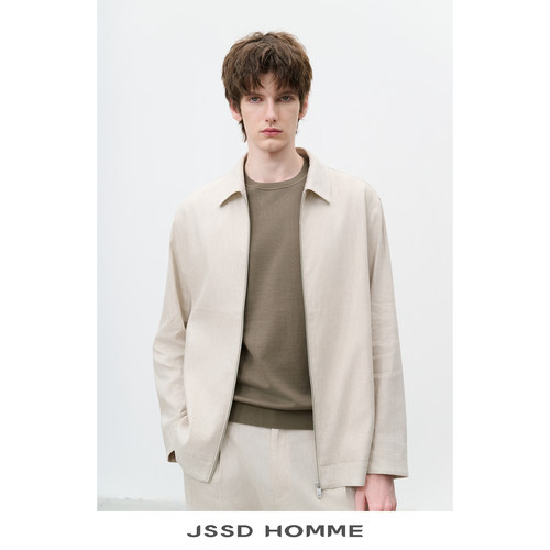 JSSDHOMME老钱风亚麻翻领夹克