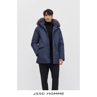 白鹅绒羽绒服外套 日苯进筘三防面料毛领中长款 JDC021 HOMME JSSD